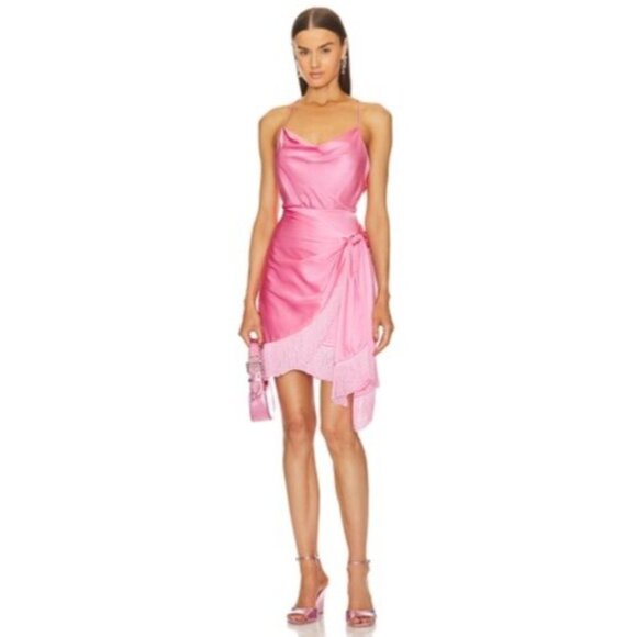 Cinq a Sept Octavia pink fringe Dress in Flamingo size 2 - Picture 1 of 11